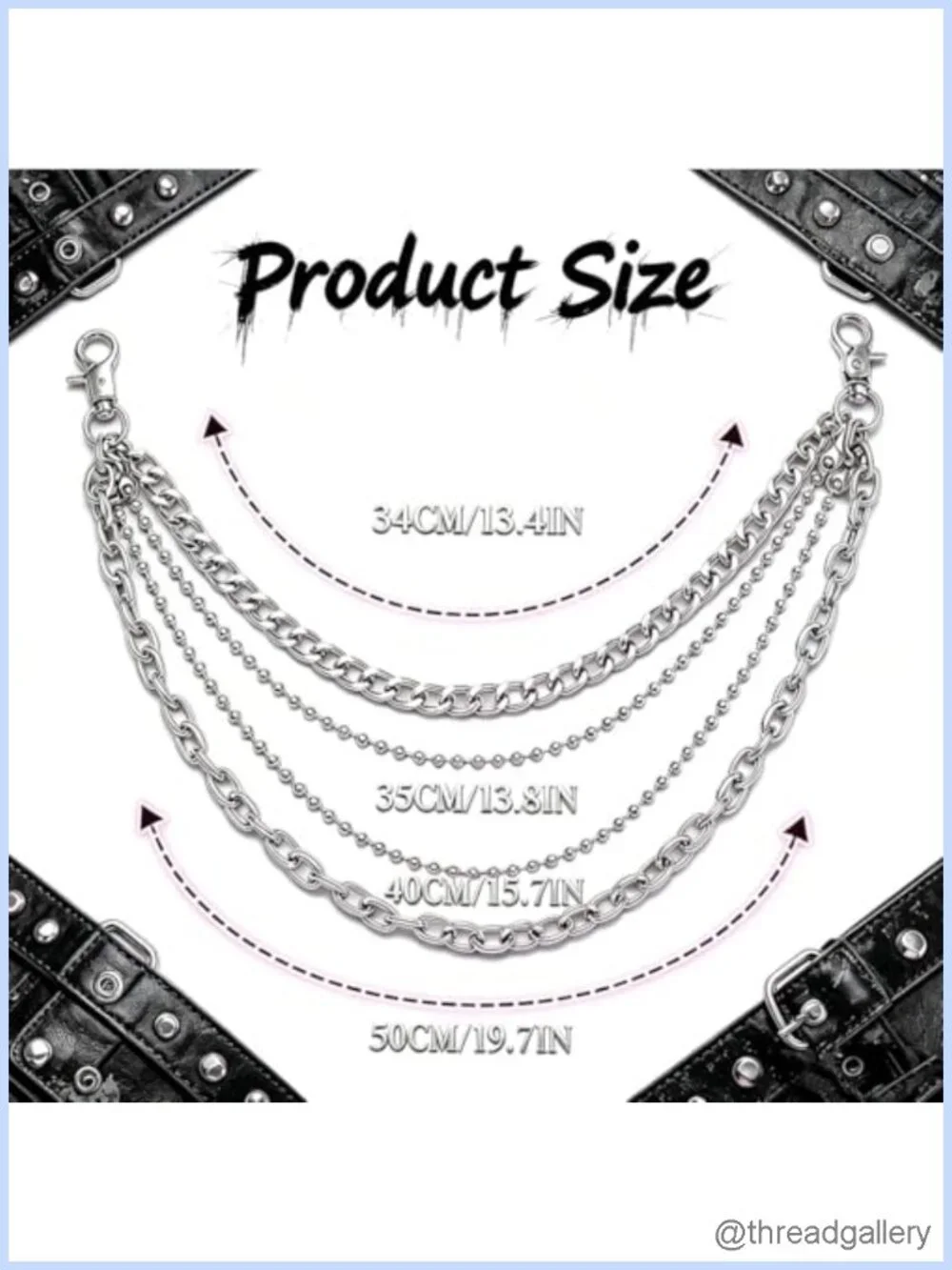 Punk Silver Jean Chain Belt 4-Layer Alloy Pocket Chain